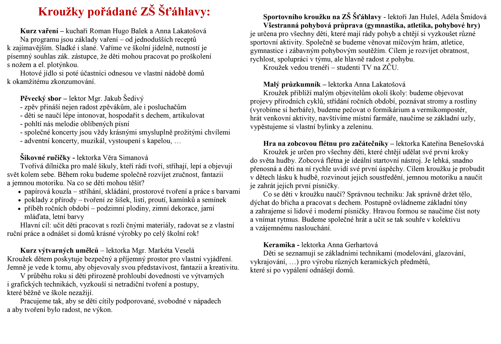 Zájmové kroužky